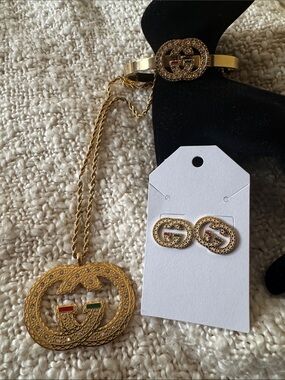 GG Necklace Bracelet and Earrings